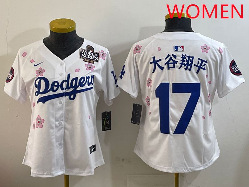 Women Los Angeles Dodgers 17 Ohtani White Sakura Edition 2025 Nike MLB Jersey style 11